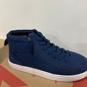 BILLY Footwear NEW Classic Navy Canvas Zipper High Top Shoes Youth Size 41 EU